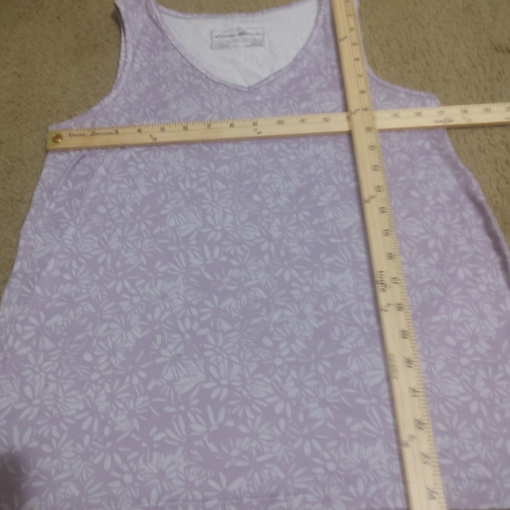 Eddie Bauer Tank Top Womens L Purple Excellent Floral V-Neck Sleeveless Cotton